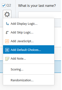 Add default choices menu option